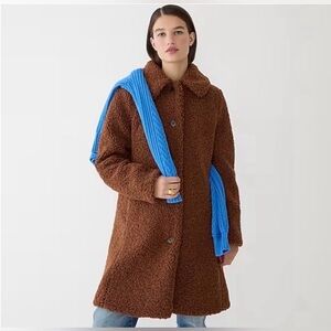 J. Crew Plush Teddy Sherpa Top Coat in Brown Faux Fur Cozy & Warm Size:Small